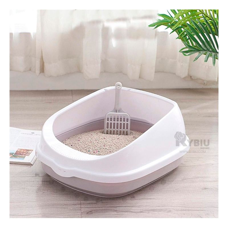 RYBIU IMPORT - Recipiente para Gato Color Gris Y+Regalo Ligas para Peinar