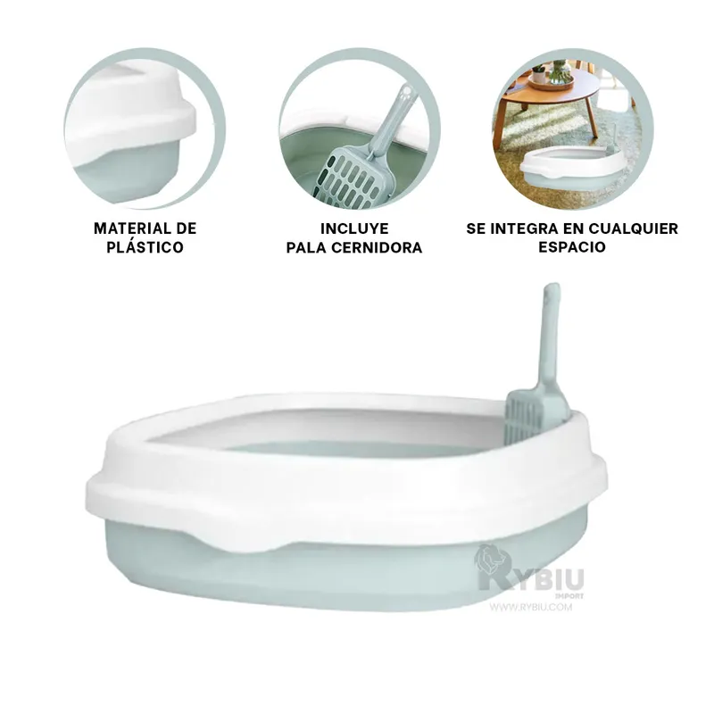 RYBIU IMPORT - Bandeja Cat de Necesidades Celest Y+Regalo Ligas para Peinar