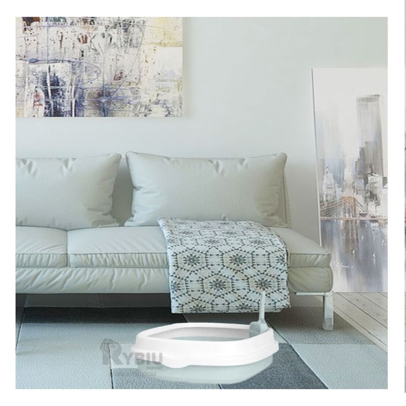 RYBIU IMPORT - Arenero para Felinos Incluye Pala Cernidora en Tono Celeste