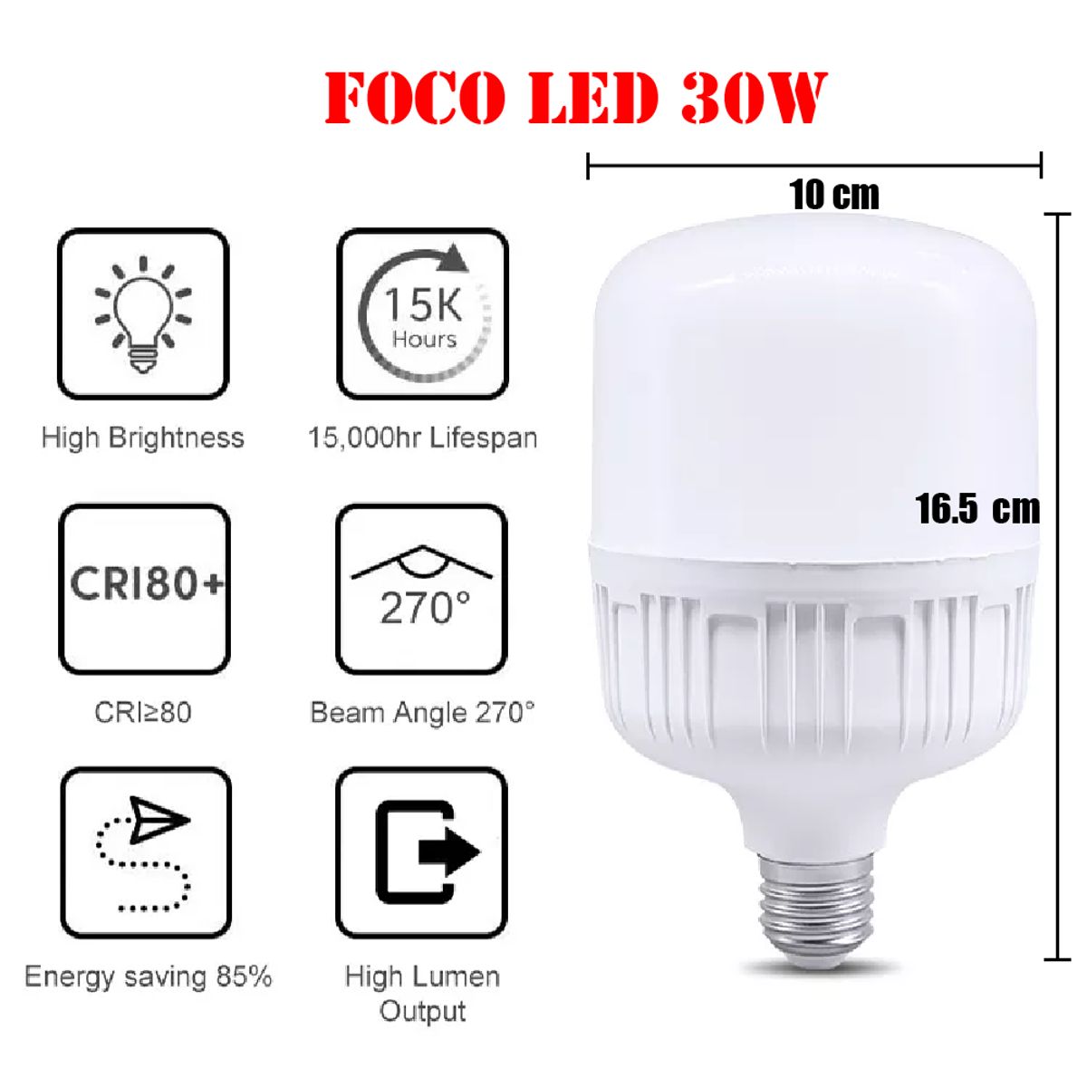 GENERICO - Foco Led  30w Botella  Pack 6 Unidades