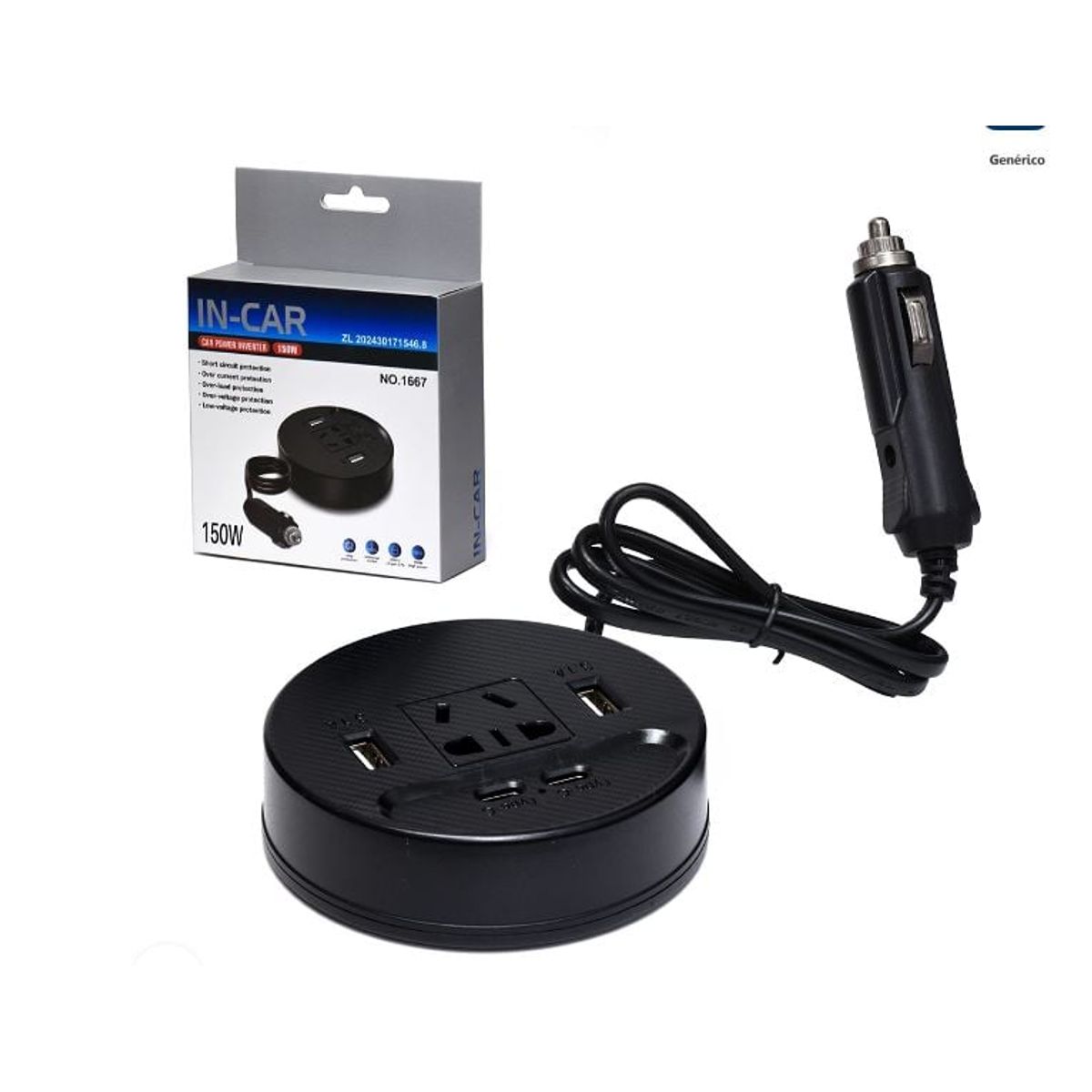 GENERICO - CARGADOR DE CARRO MULTIPUERTOS INCLUYENDO LAPTOPS 150W