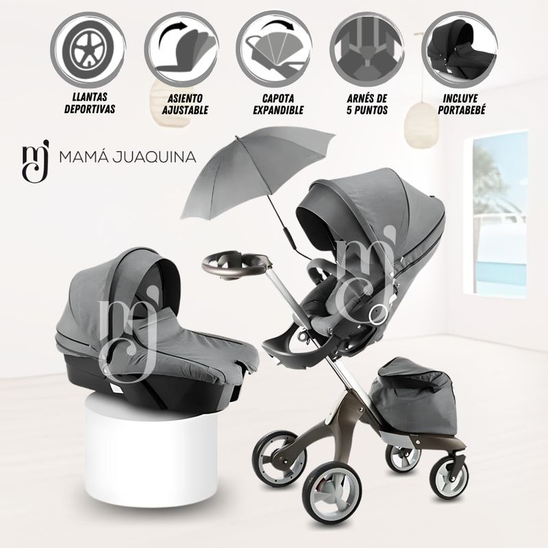 BABY - Coche Multifuncional Travel System 5 en 1 «CHASTAIN» Gray