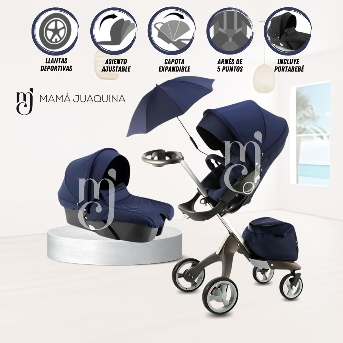 BABY - Coche Multifuncional Travel System 5 en 1 «CHASTAIN» Blue