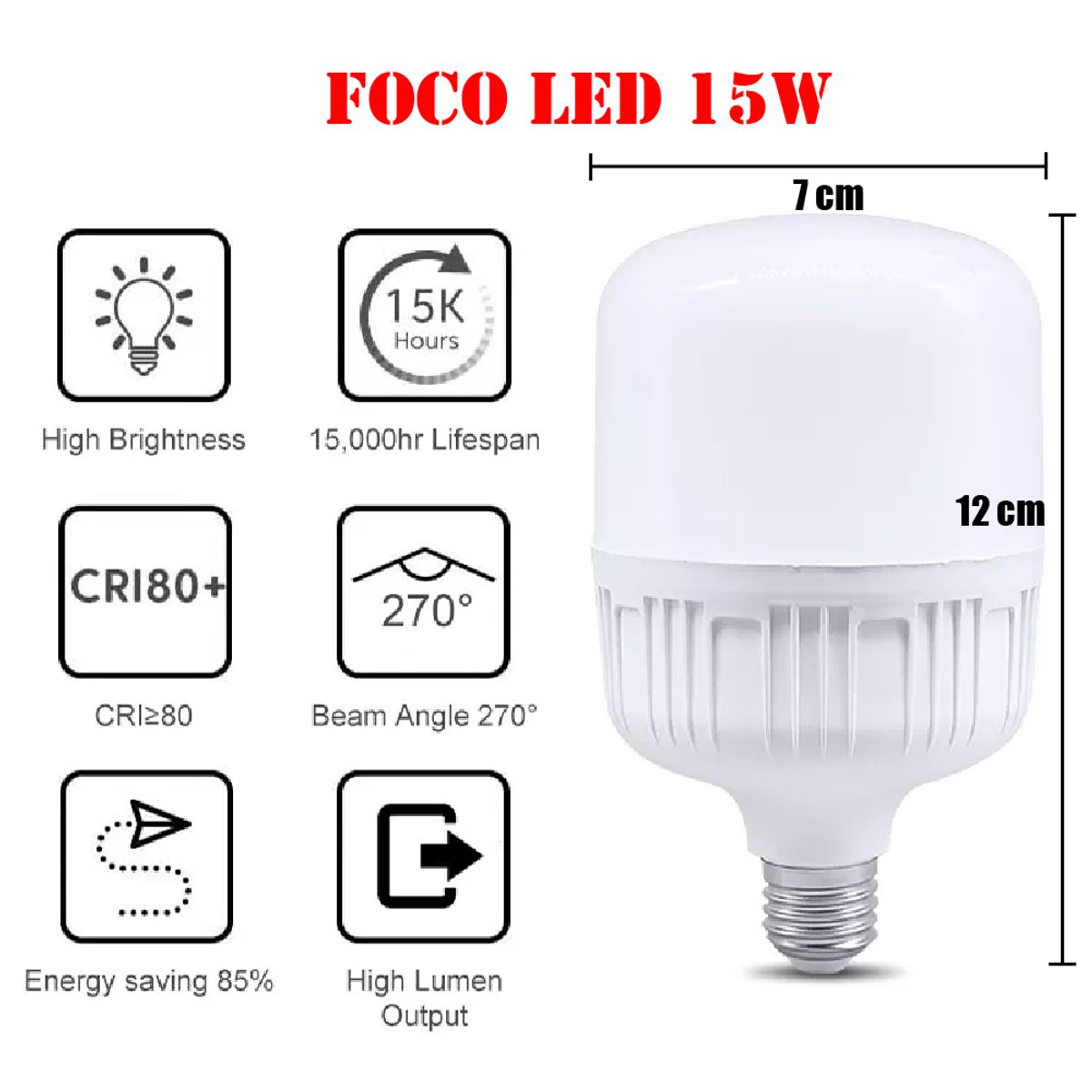 GENERICO - Foco Led 15w Pack 8 Unidades