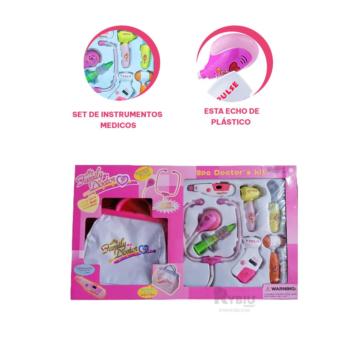 GENERICO - Set Completo con Maleta de Medico Rosado Y+Regalo Agendita