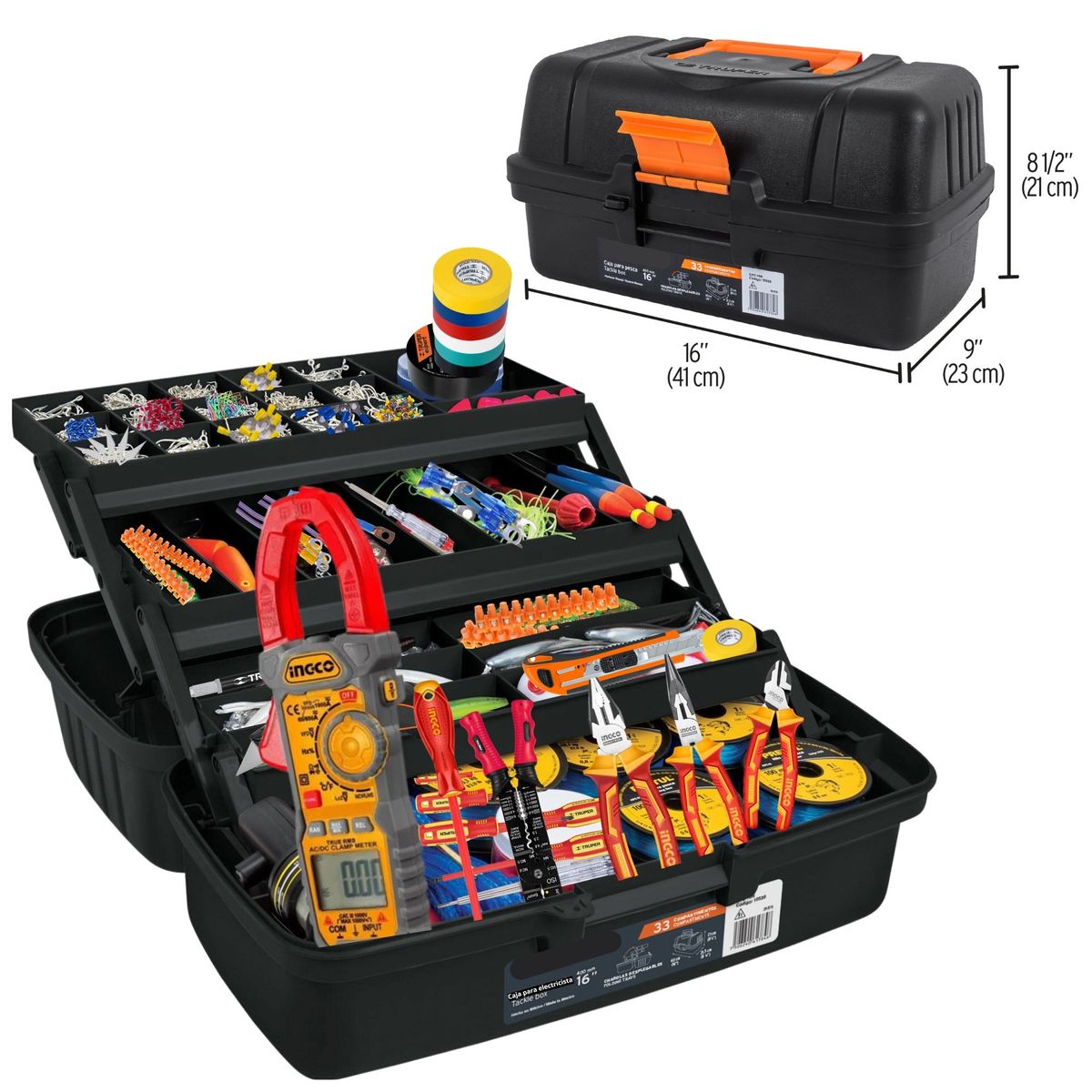 INGCO TOOLS - KIT dieléctricos, alicates,  desarmadores 1000V, Caja de electricistas