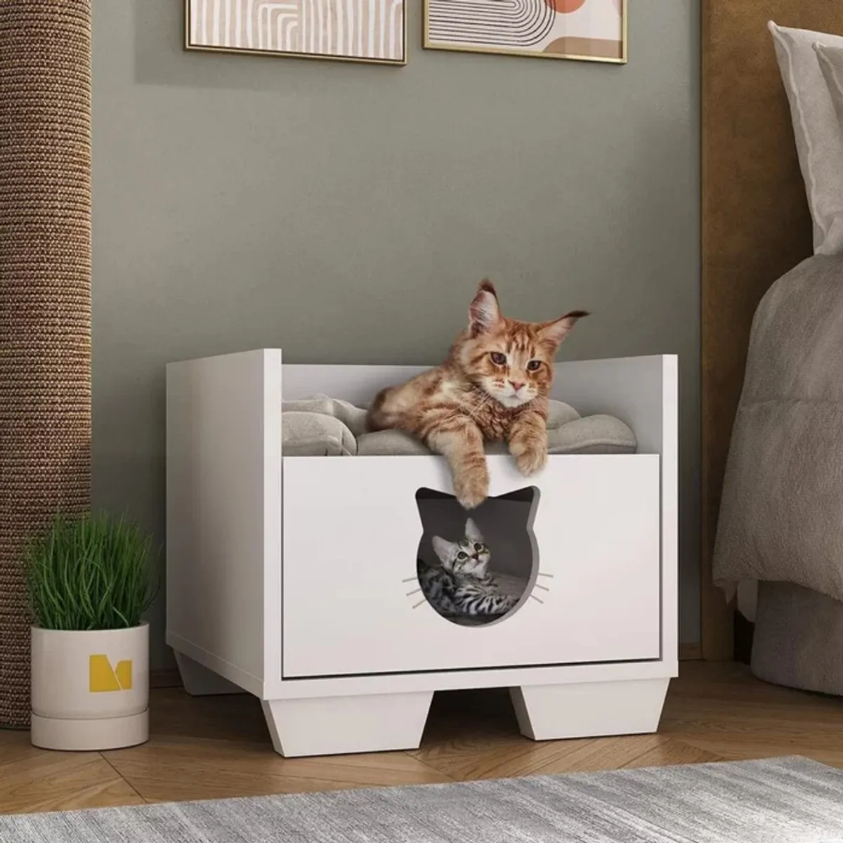 TU MESITA - Cama para Gatos Félix color Blanco TU MESITA