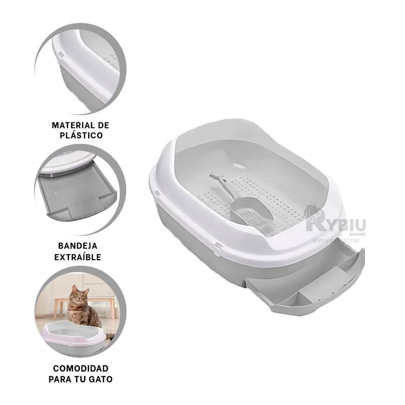 RYBIU IMPORT - Recipiente con Bandeja Extraible Gris Y+Post-it Adhesivos