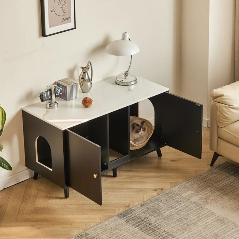 TU MESITA - Mueble para Gatos Ginger color NegroBlanco TU MESITA