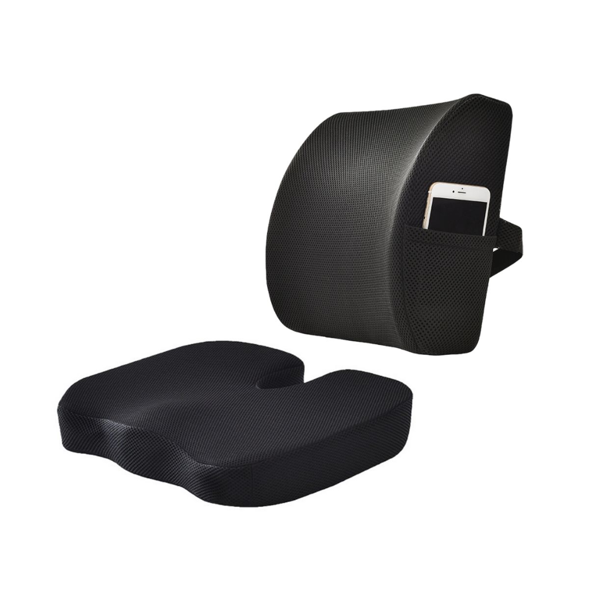 GENERICO - Kit ergonómico con GEL asiento y respaldar Negro