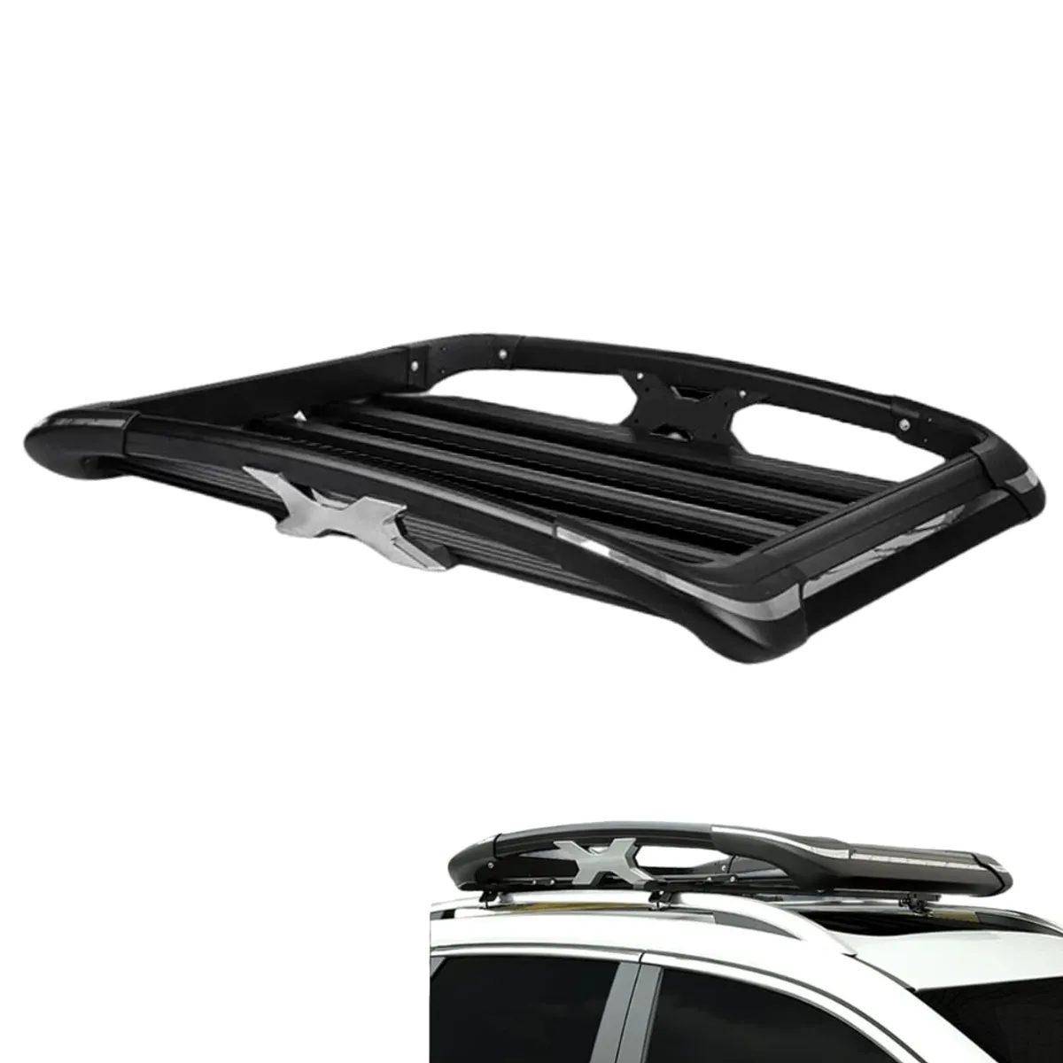 TECGO - Parrilla Portaequipaje Modelo X 160cm Negro Diseño Elegante