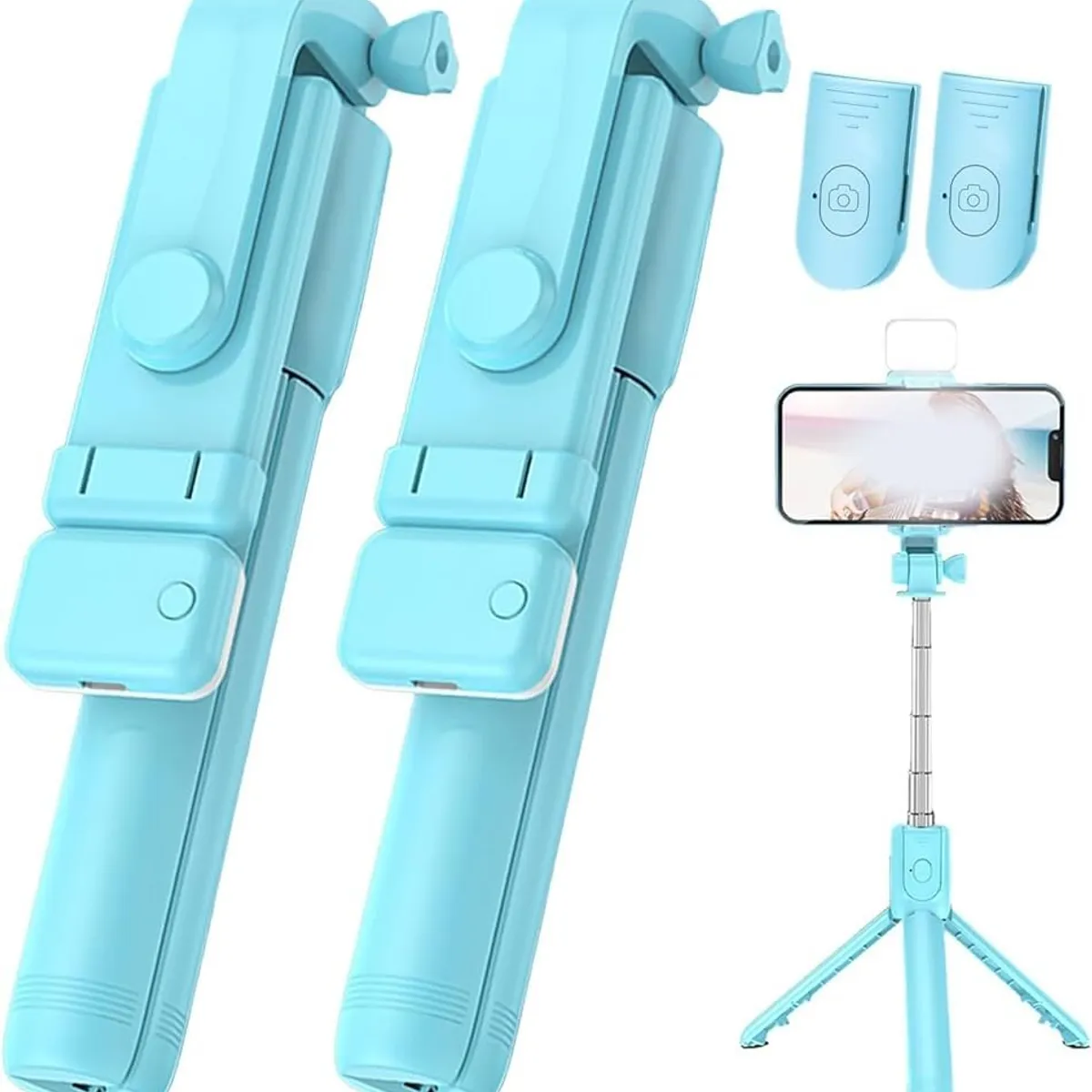 GENERICO - PALO SELFI CON TRIPODE INALAMBRICO  BLUETOOTH  Y CONTROL CELESTE