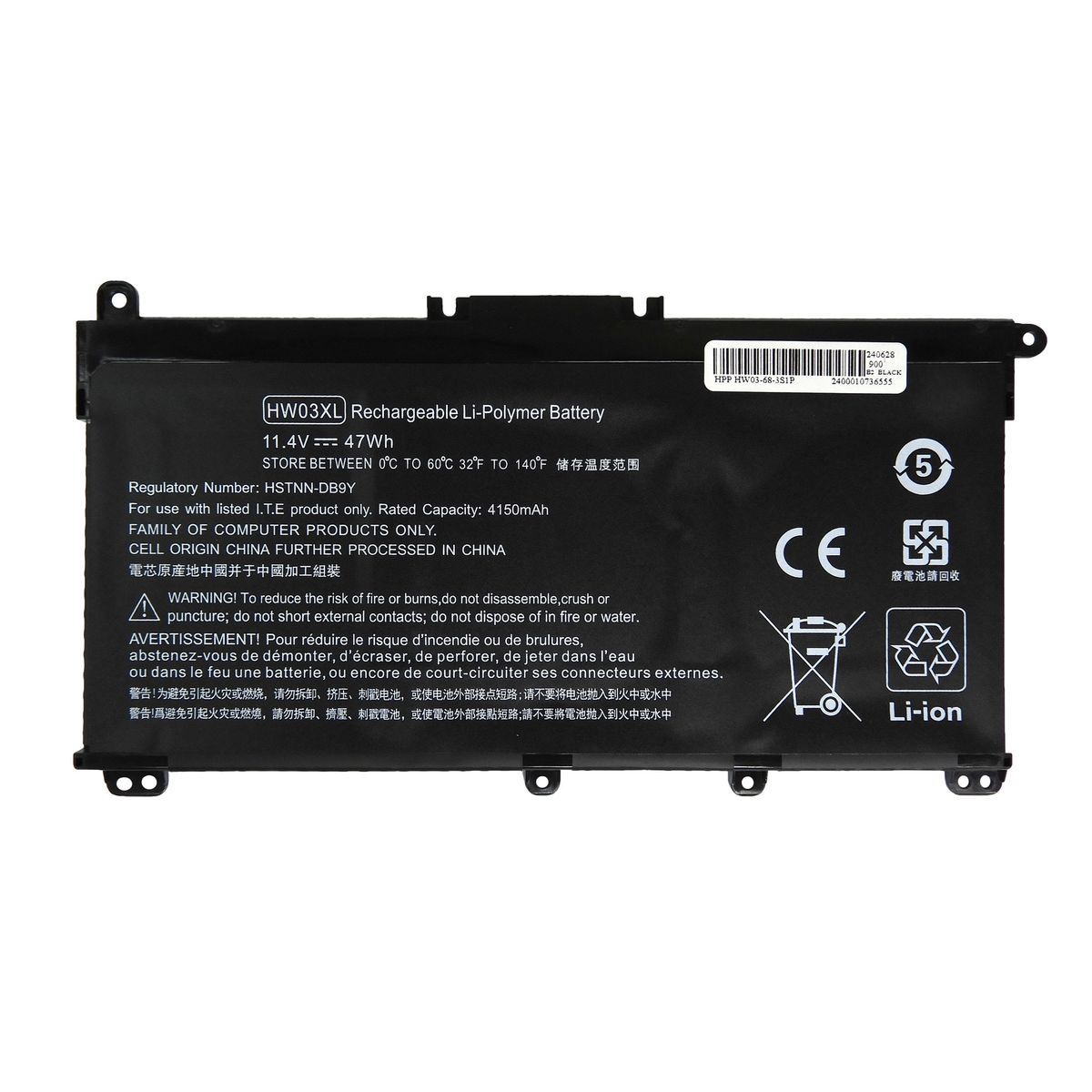 GENERICO - BATERIA PARA HP HW03XL 4104Wh 1134V 3 CELDAS 15-EG 15-EG1NR