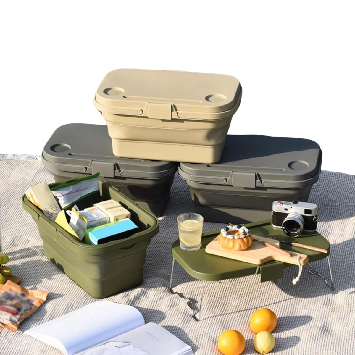 INSPIRA - Cesta de Almacenamiento Plegable 3 en 1 para Picnic