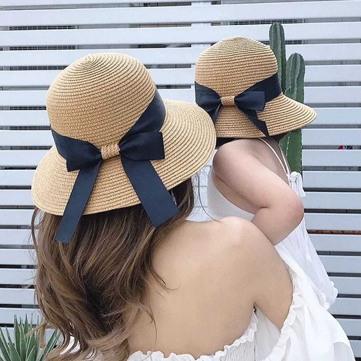 GENERICO - Sombrero de protección solar para madre e hija Caqui