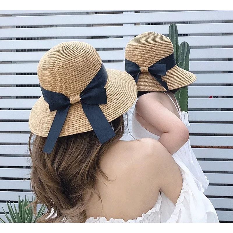 GENERICO - Sombrero de protección solar para madre e hija Caqui