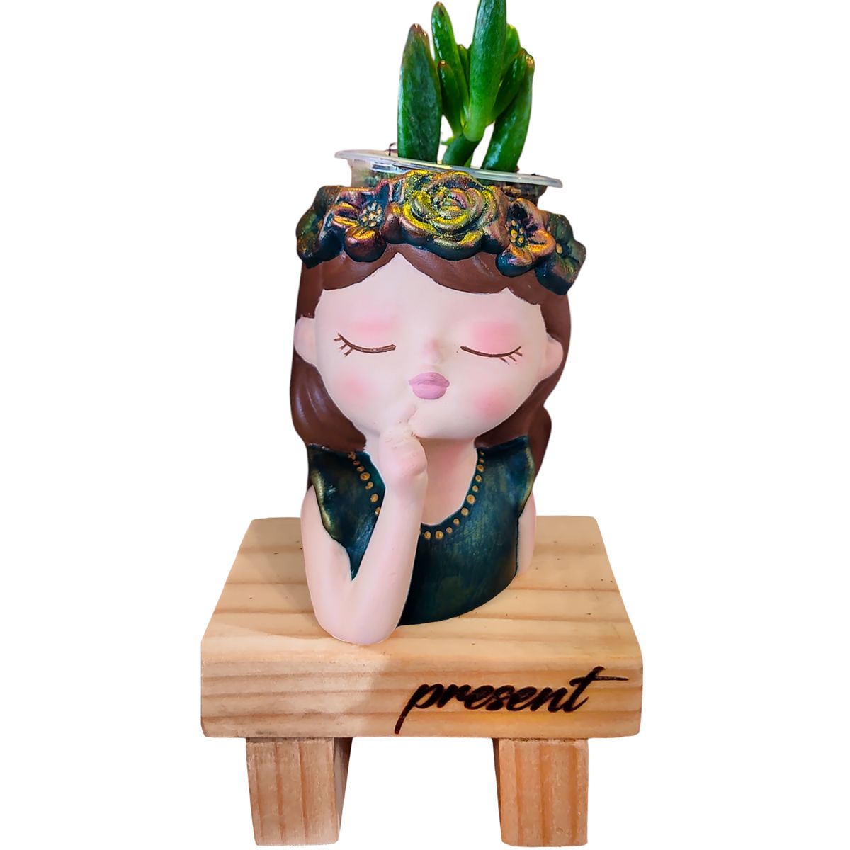 GENERICO - Maceta Macetero Mini Soñadora Pintada a Mano Present