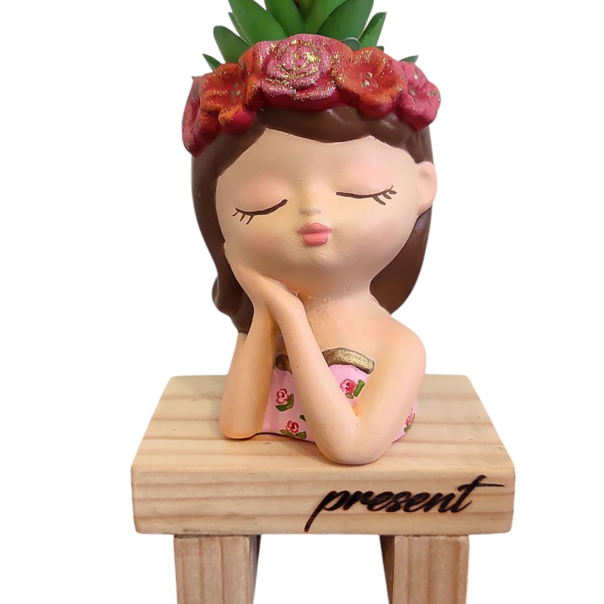 GENERICO - Maceta Macetero Mini Soñadora Pintada a Mano Present