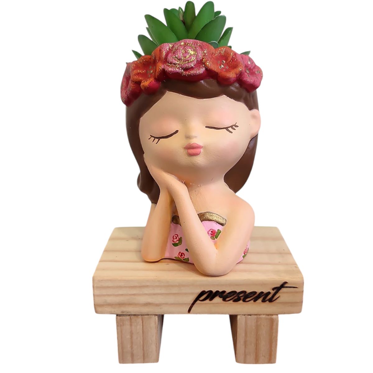 GENERICO - Maceta Macetero Mini Soñadora Pintada a Mano Present