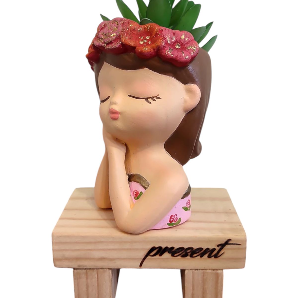 GENERICO - Maceta Macetero Mini Soñadora Pintada a Mano Present