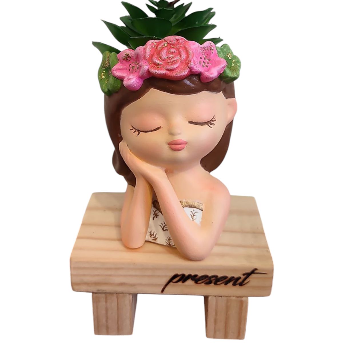 GENERICO - Maceta Macetero Mini Soñadora Pintada a Mano Present