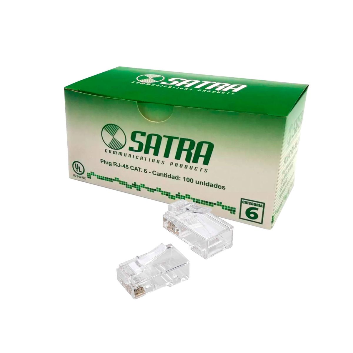 SATRA - CONECTOR SATRA PLUG RJ45 CAT6 CAJA DE 100 UNIDADES