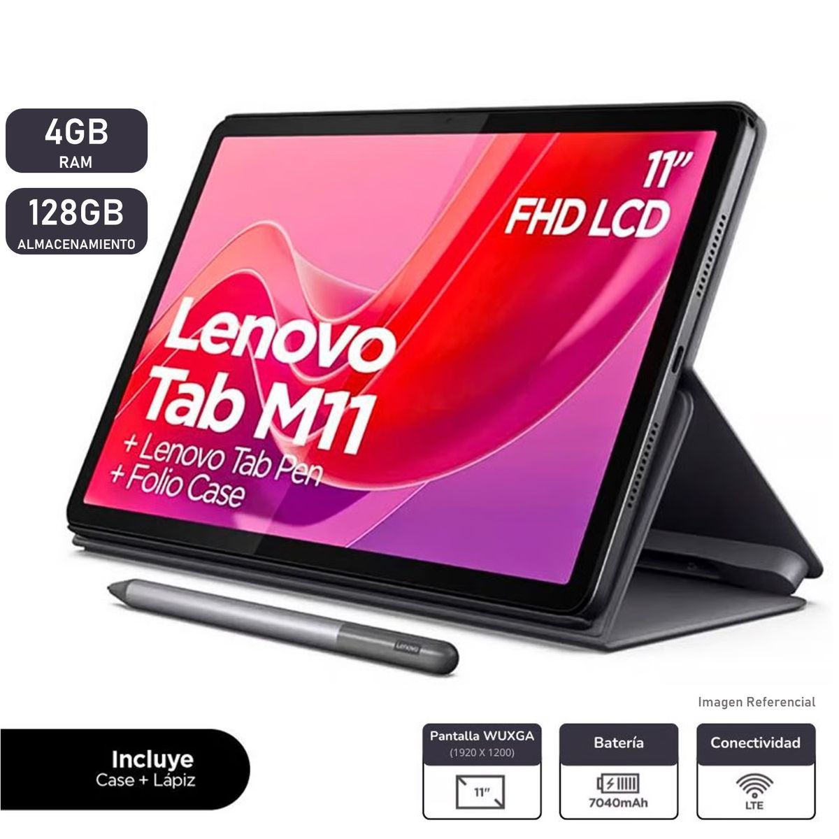LENOVO - Tablet Lenovo Tab M11 WIFI 128GB 4GB IPS OCTA - CORE Lapiz + Funda