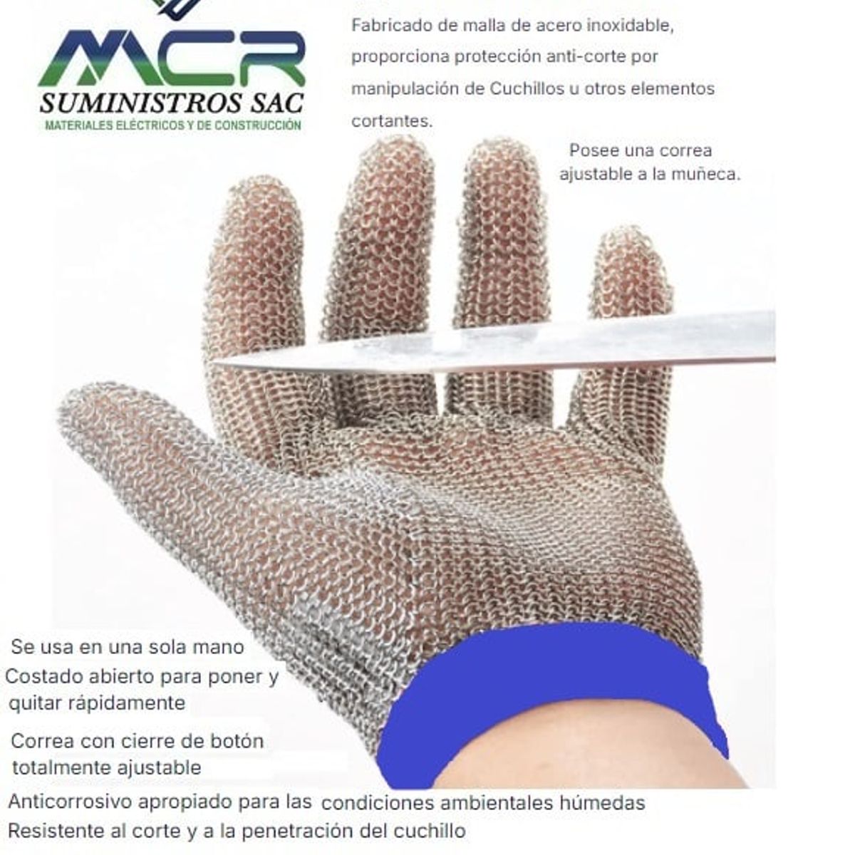 GENERICO - Guante de Corte de Malla de Acero Inoxidable L Carnicero Cocina Costur