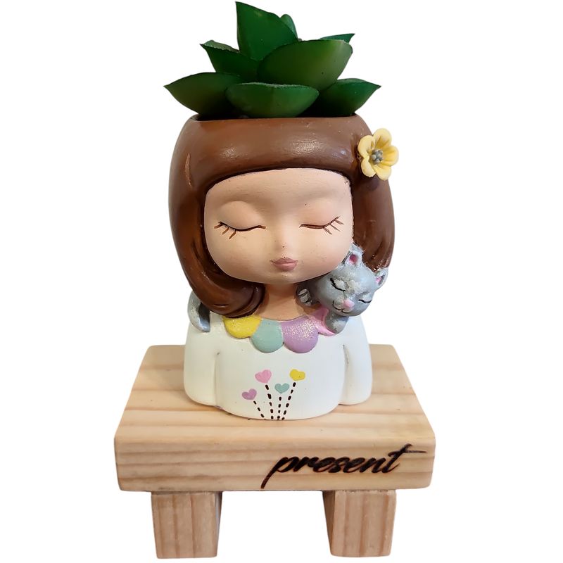 GENERICO - Maceta Macetero Mini Soñadora Pintada a Mano Present