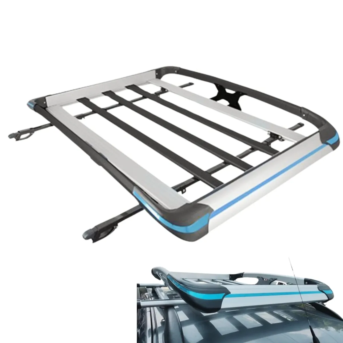 TECGO - Parrilla Portaequipaje Modelo X 160 cm GRIS Diseño Elegante