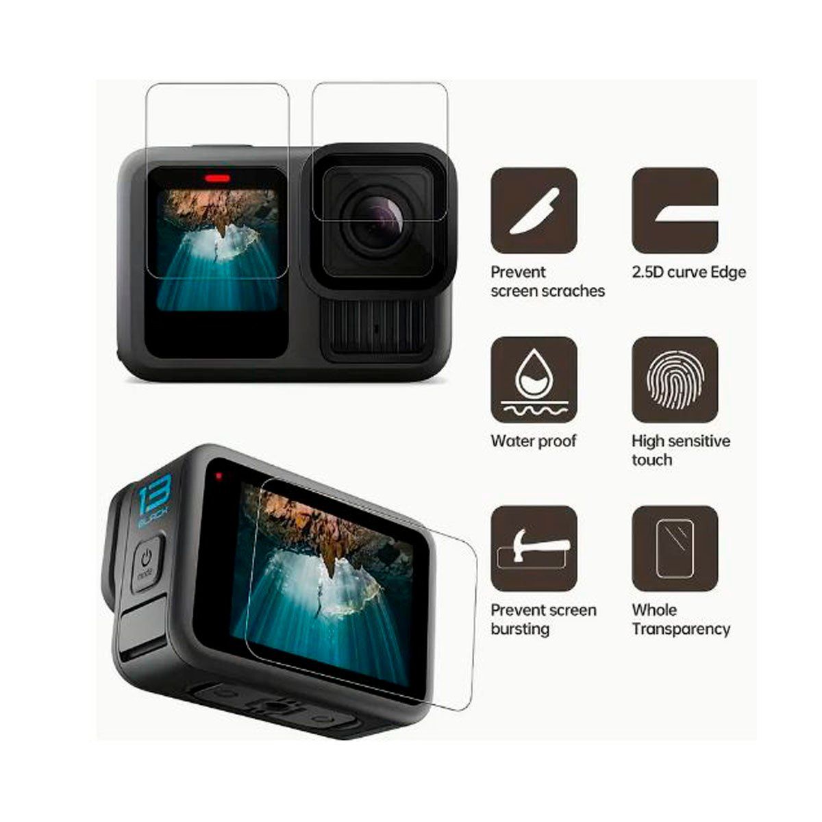 SHOOT - Protector de vidrio templado para Gopro Hero 13 Black