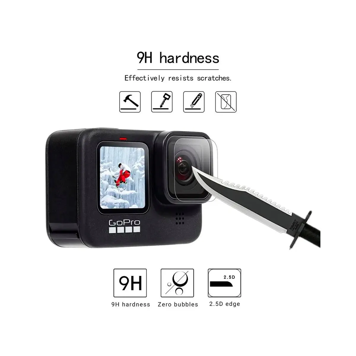 SHOOT - Protector de vidrio templado para Gopro Hero 12 11 10 9 Black