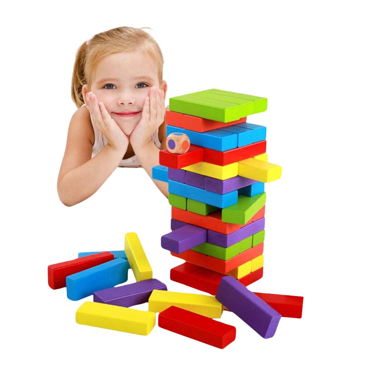 INSPIRA - Juego de Mesa Apilable Jenga de Colores 54 piezas