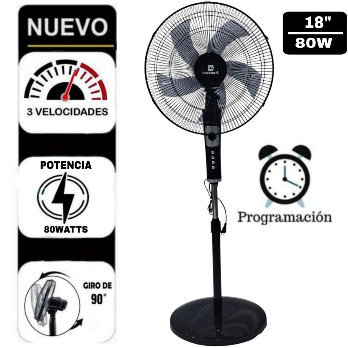 CG CCENTER-G - PACK DE VENTILDOR DE PISO DE 18" PULGADAS 5 ASPAS CCENTER-G