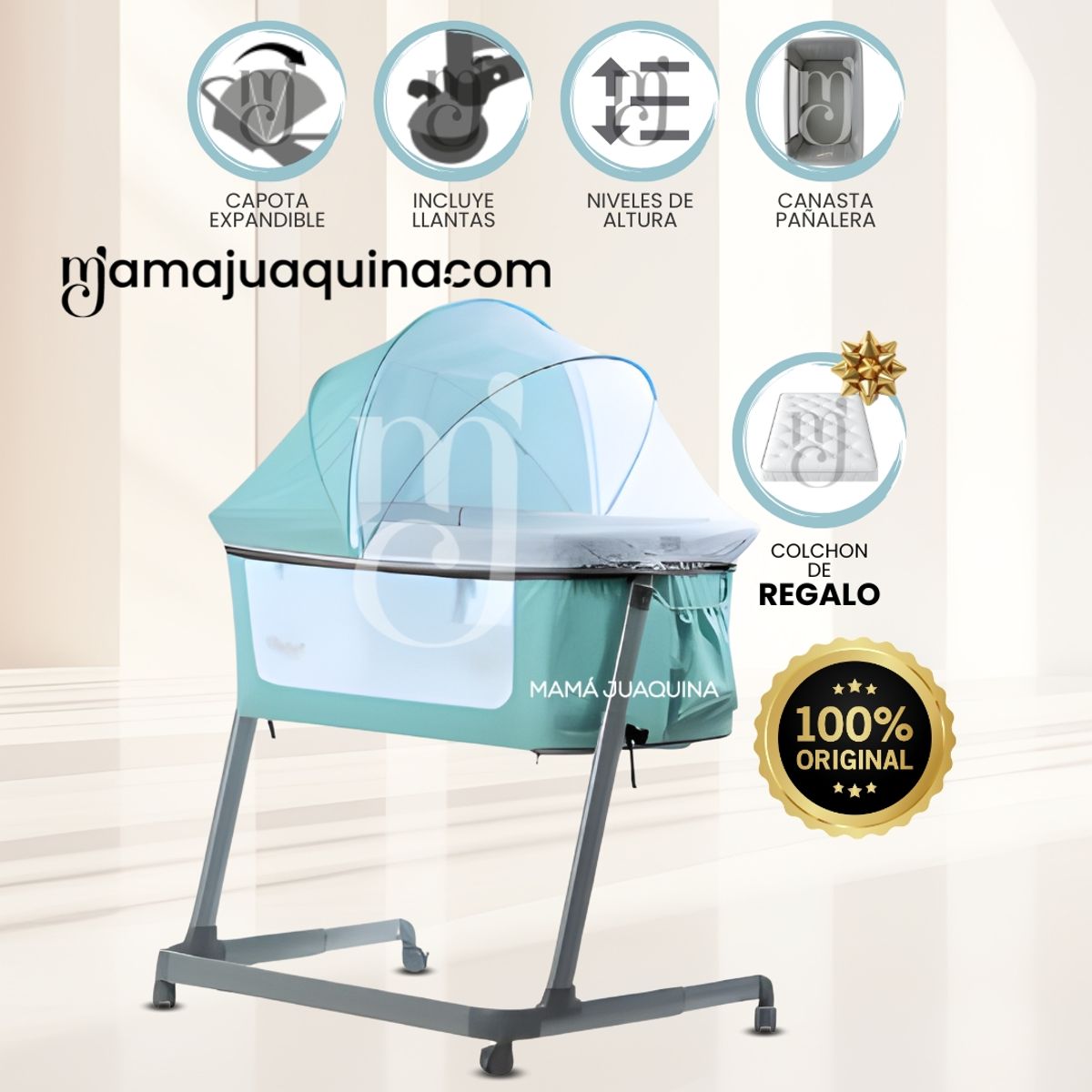 BABY - Cuna Colecho de Lujo «ZEPPELIN» Edición Limitada Sky Blue con Colchón