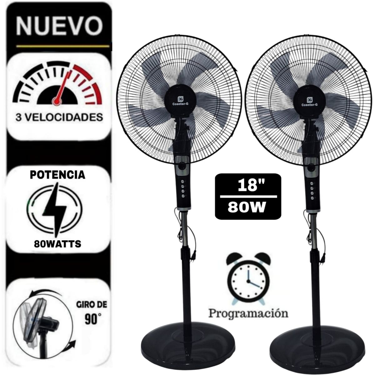 UG ULTRA G - PACK Ventilador ULTRA G Pedestal de 18 con Temporizador de 80W
