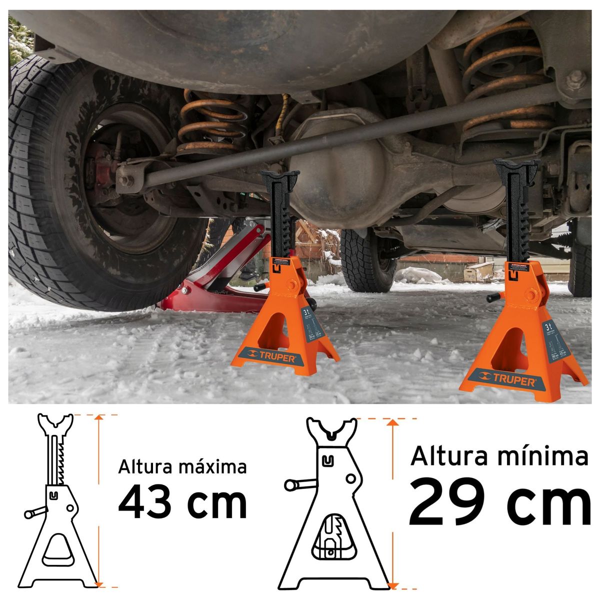 TRUPER - COMBO Gata Lagarto 2TN, 2 Caballetes 3TN, compresor INFLADOR