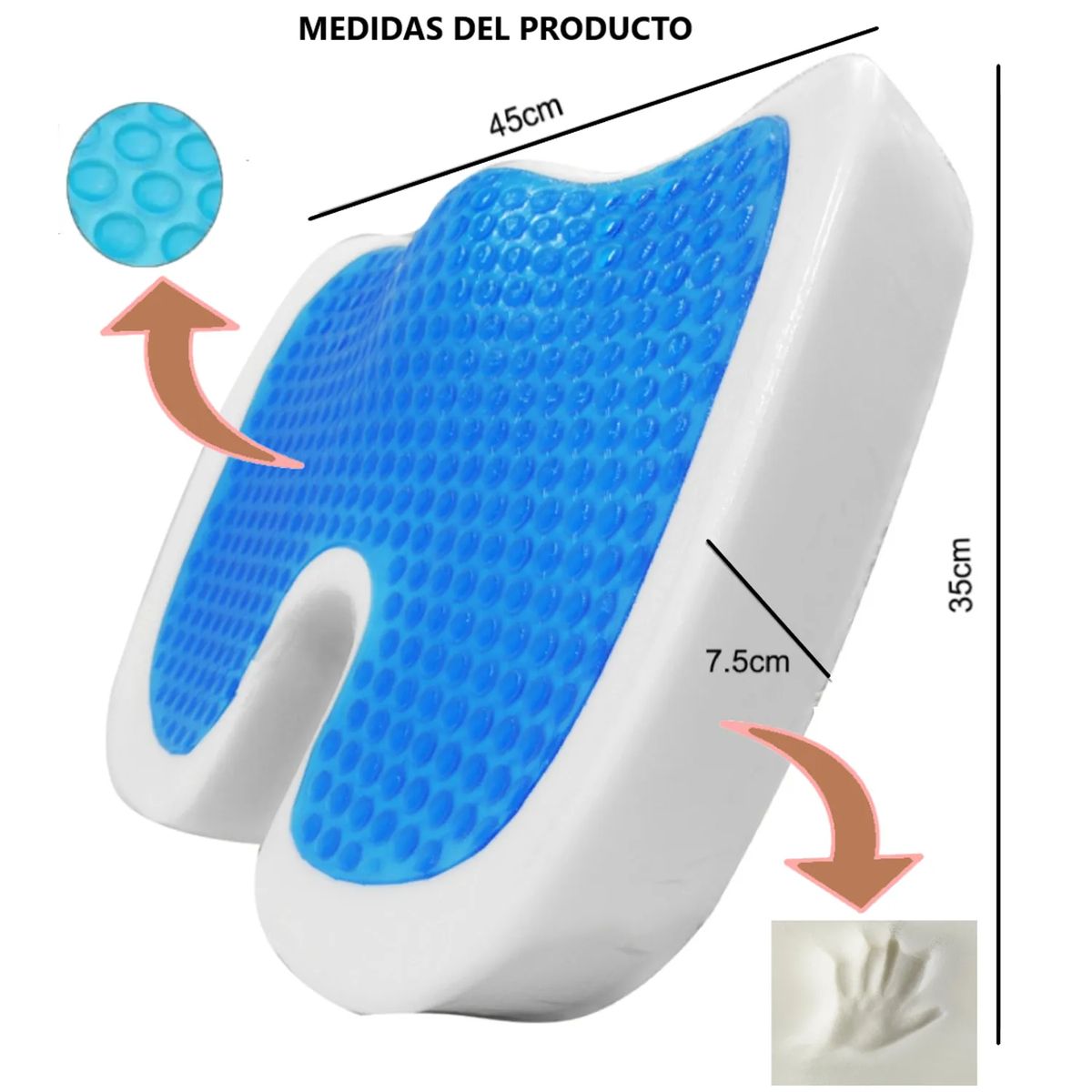 GOLD PREMIUM - COJIN DE ASIENTO VISCOELASTICO  GEL TECH ORTOPEDICO