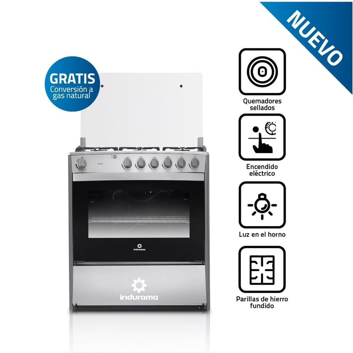 INDURAMA - COCINA INDURAMA CATALUÑA 6 HORNILLAS CROMA