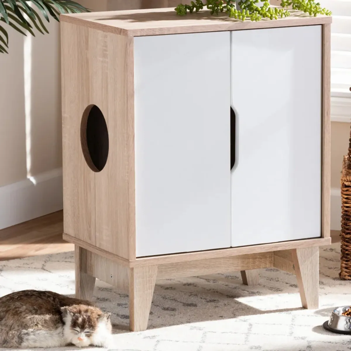 TU MESITA - Mueble Moderno para gatos Tomy 2 color BlancoDuna TU MESITA