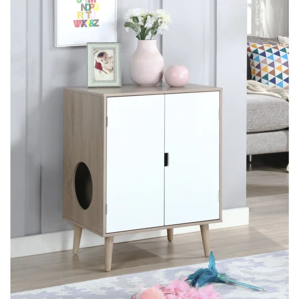 TU MESITA - Mueble Moderno para gatos Tomy color BlancoCeniza TU MESITA