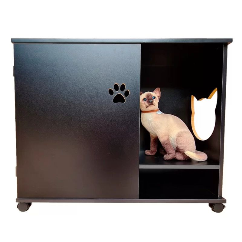 TU MESITA - Casa Baño para gatos Romy color negro cruedas TU MESITA