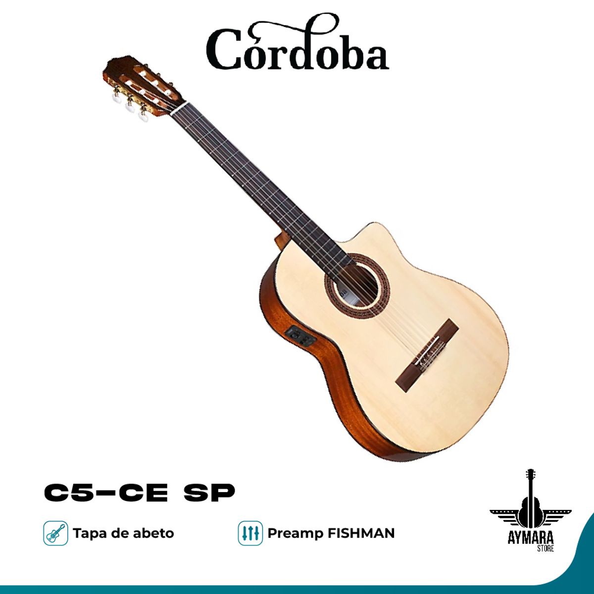 GENERICO - Cordoba C5-CE SP - Guitarra Electroacústica Nylon