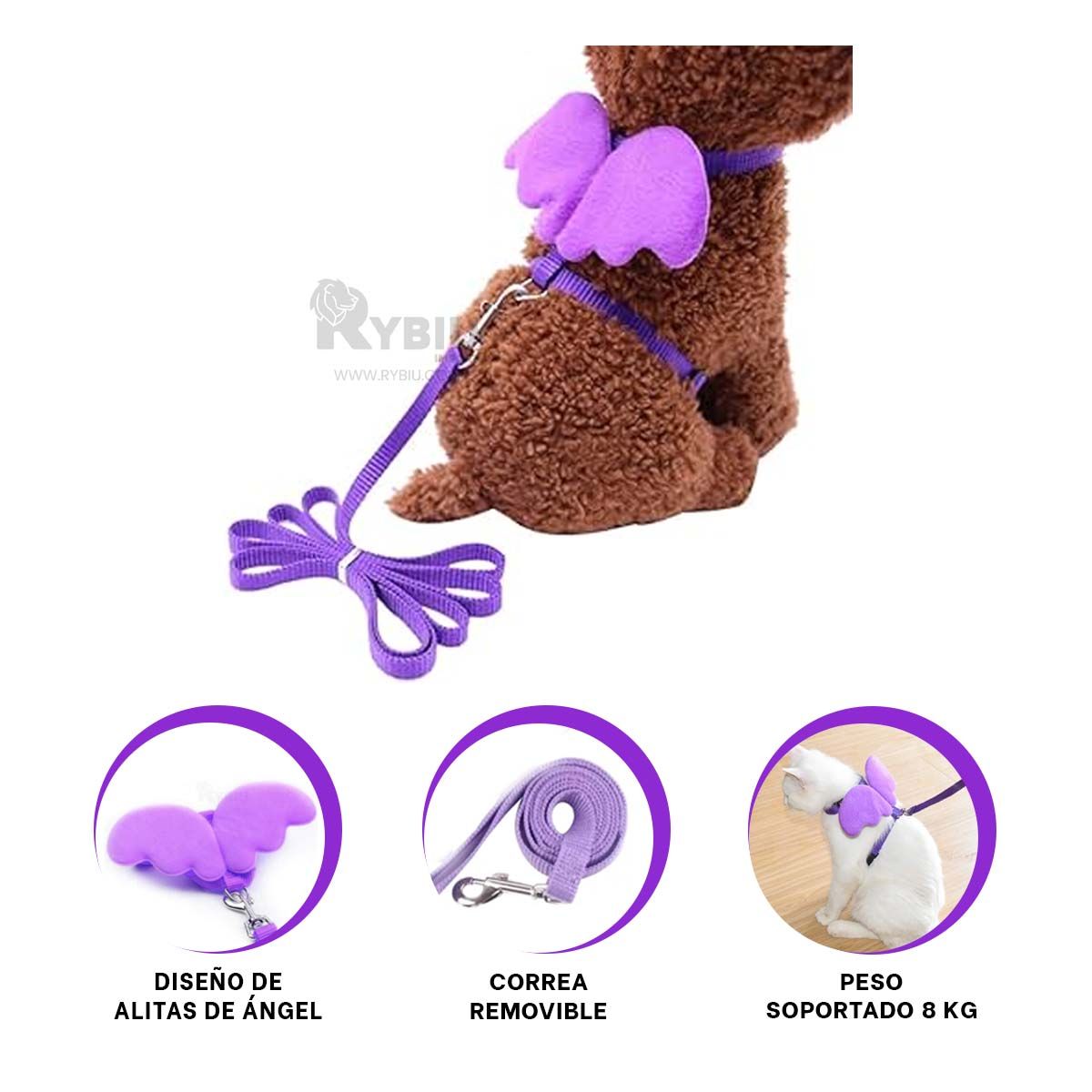 RYBIU IMPORT - Pechera para Perros Ideal en Color Lila Y+Post-it adhesivos