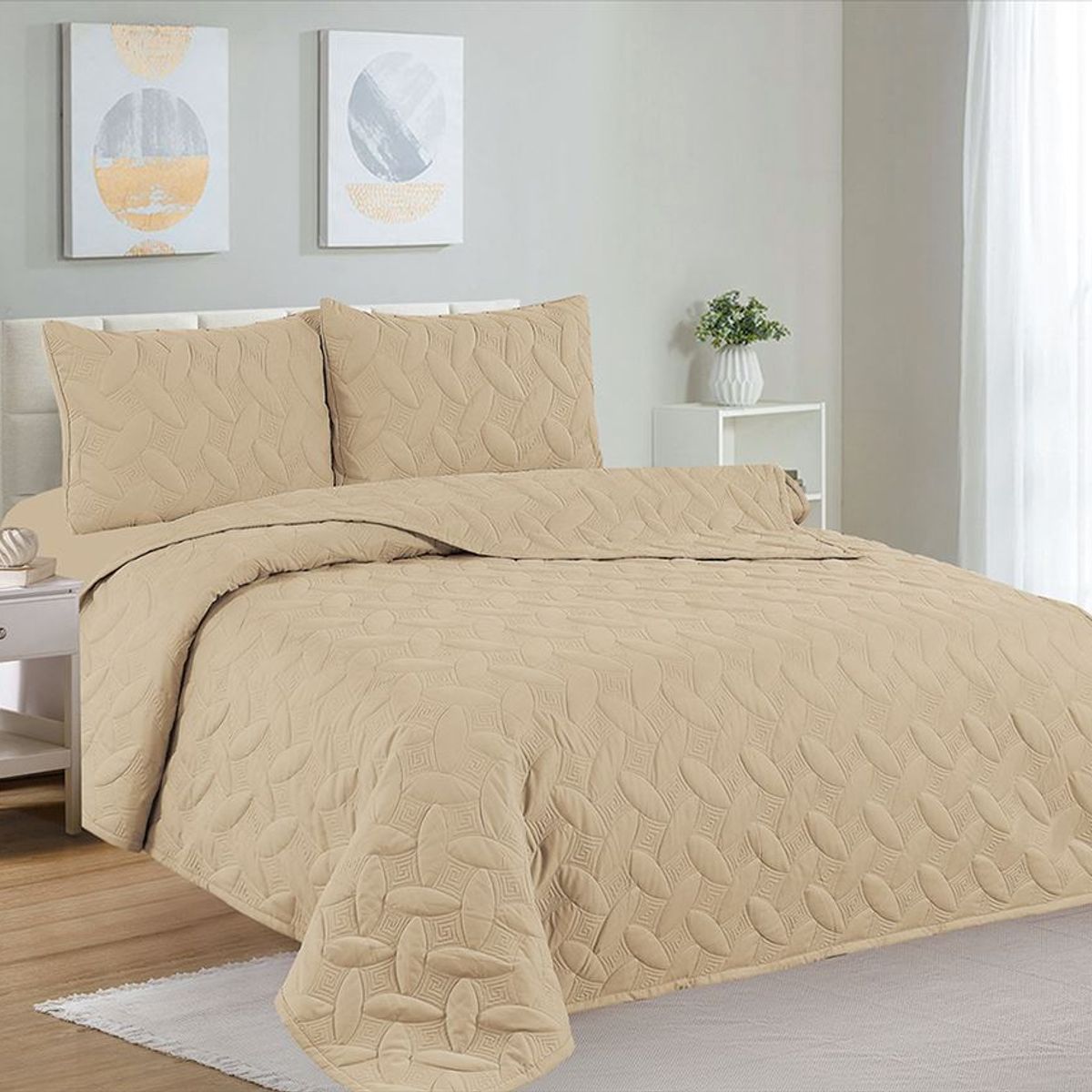 CASATEX - Cubrecama King + Juego de Sábanas 100% Algodón - 5 piezas