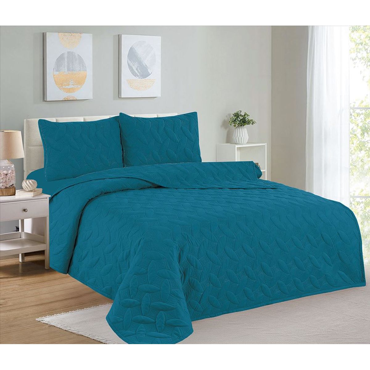 CASATEX - Cubrecama King + Juego de Sábanas 100% Algodón - 5 piezas