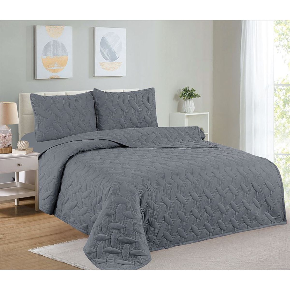 CASATEX - Cubrecama King + Juego de Sábanas 100% Algodón - 5 piezas