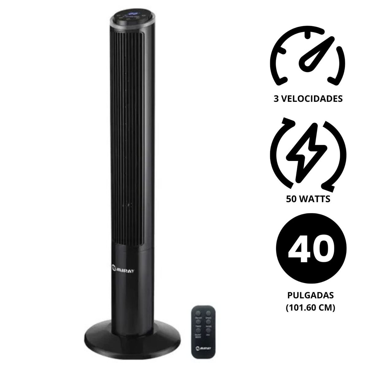 MIRAY - Ventilador Torre Miray Vmtt-932R 40 pulgadas 50w Control remoto