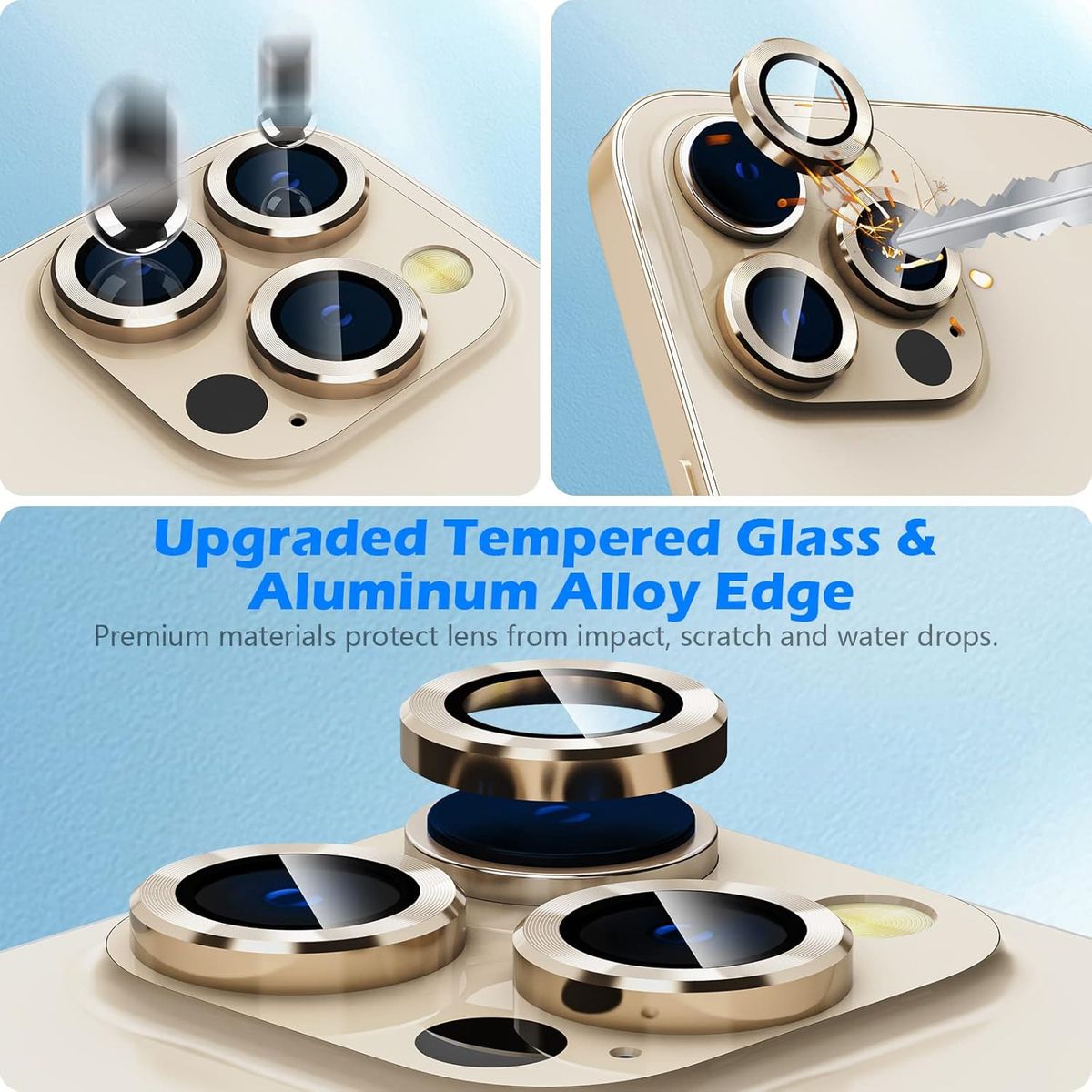 GENERICO - Protector de Cámara Metálico iPhone 16 Pro Max - Dorado