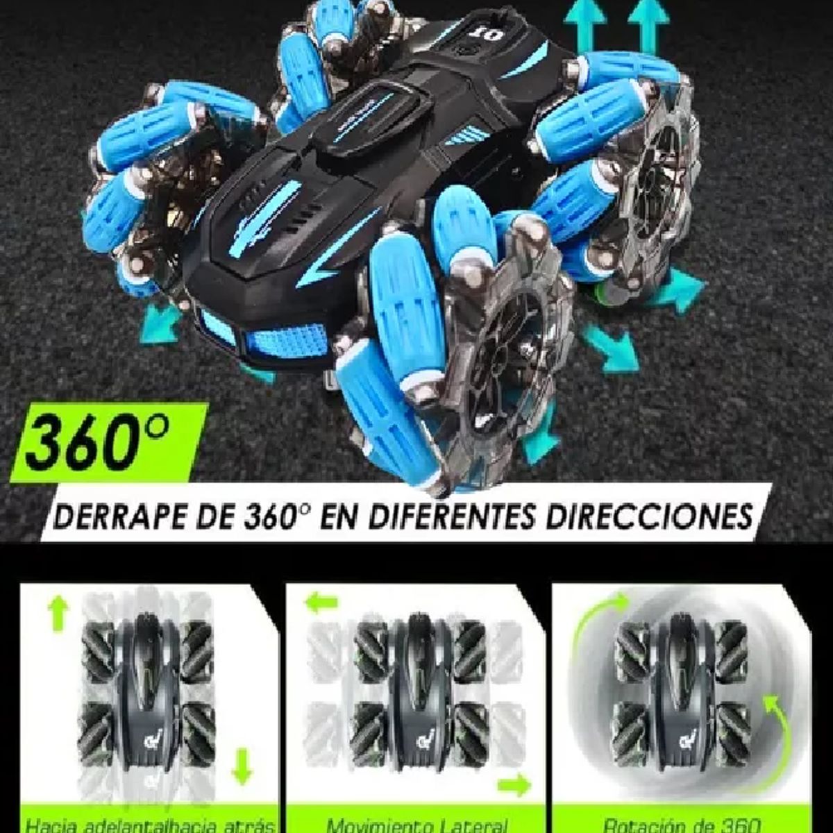 GENERICO - Juguete Auto de Control Remoto  Led Giro 360°